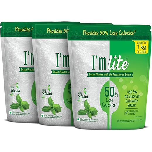 I'M Lite 50% Less Calories Sugar Pack, 500gm (Pack of 3)