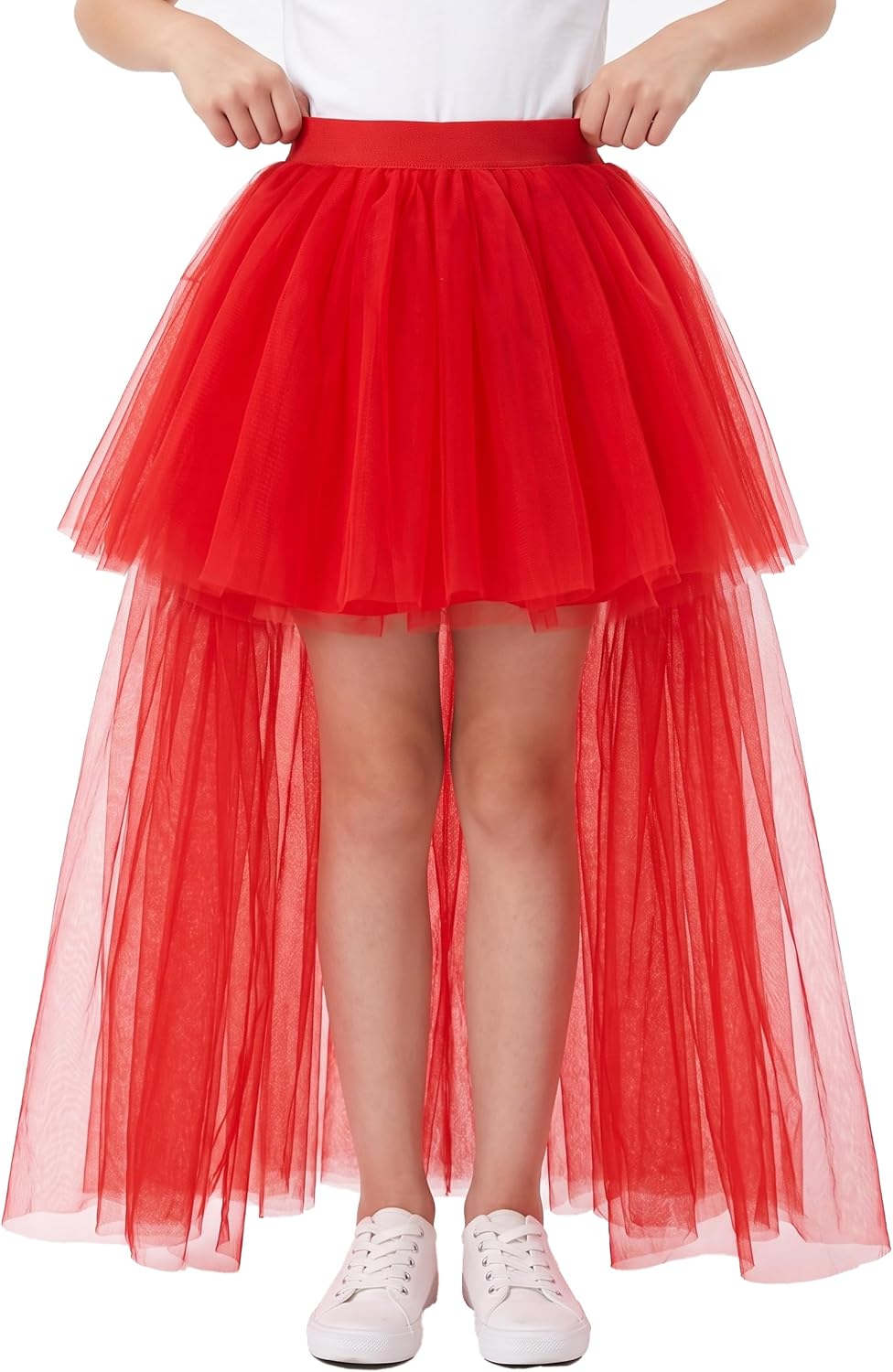 Noomlfish Girls High Low Long Tutu Skirts Kids Tulle Party Maxi Skirt (4-12 Years)