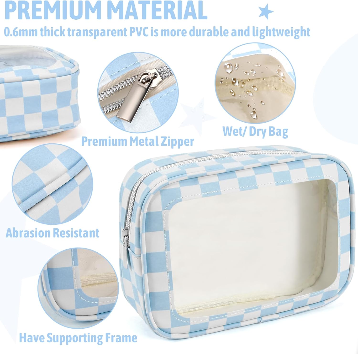 YOPCDJ 5PCS Diaper Bag Organizer Pouch Set, TSA Approved Toiletry Bag，Clear Waterproof TPU Makeup Bag Set Travel Organizer Bags for Women and Kids