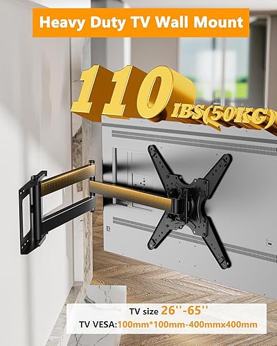 Miniatura 6 de Soporte de pared para TV de brazo extralargo de 48 pulgadas, soporte de pared giratorio para TV de 180, movimiento completo resistente para