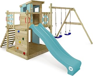 Spielturm Smart Camp, pastellblaue Rutsche