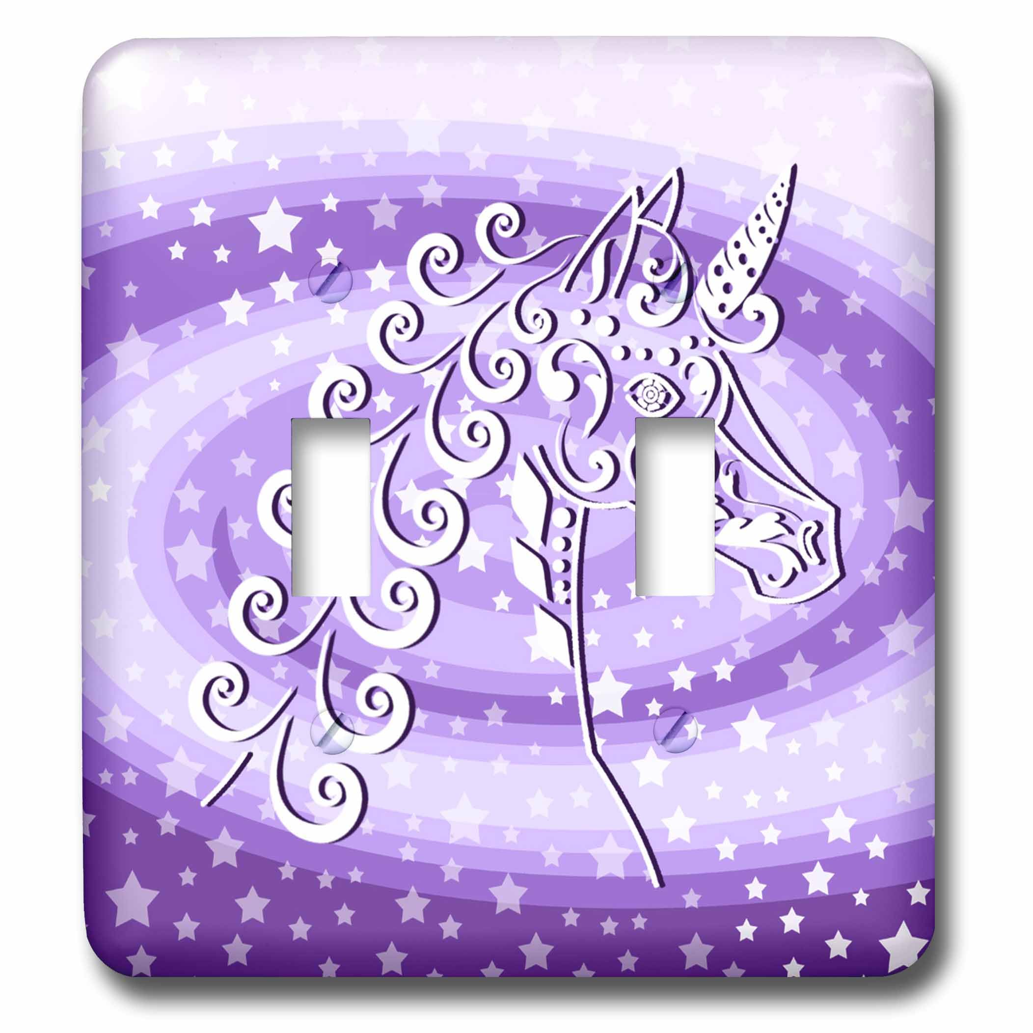 Interrupteur à bascule à double licorne déco licornes étoiles violet