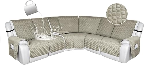 Miniatura 135 de HDCAXKJ 100% Fundas impermeables para sofá seccional reclinable en forma de L, funda de sofá reclinable acolchada lavable, fundas de esquina para