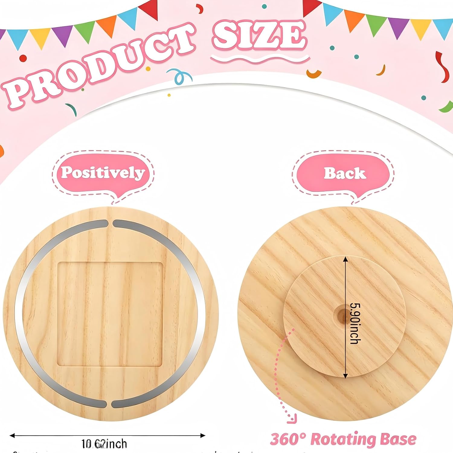 361° Round Wooden Turntable Organizer for Tonies – Magnetic Figure & Box Storage Shelf with Non-Slip Base, Natural Pine, Fits 10+ Tonies