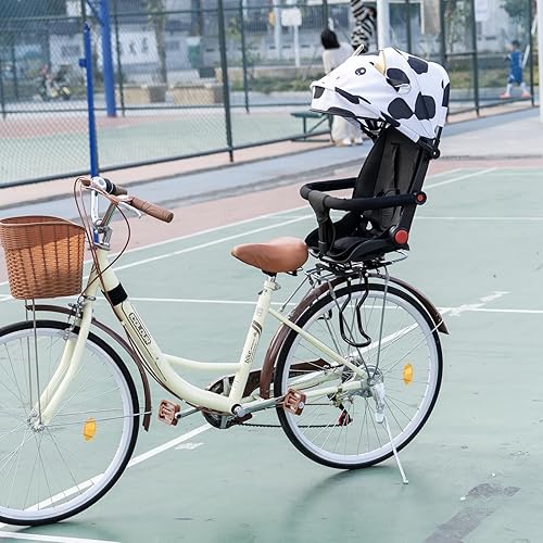 Miniatura 18 de Asiento trasero de bicicleta para niños con respaldo grueso, asiento trasero de bicicleta para niños de 2 a 8 años, talla única (negro, a)