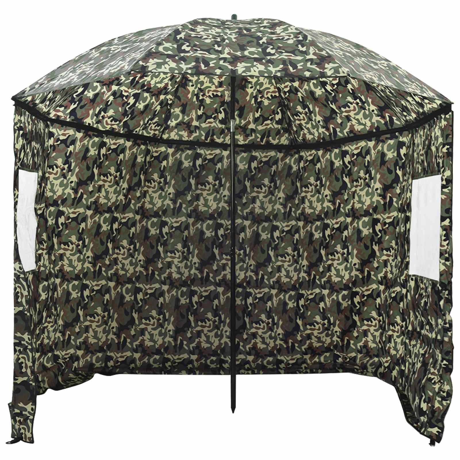 Parasol wędkarski, maskujący, 300 x 240 cm, poliester Oxford, pochylony, ze ścianami bocznymi, odporny na promieniowanie UV i wodoodporny, do ogrodu, na taras, do wędkowania