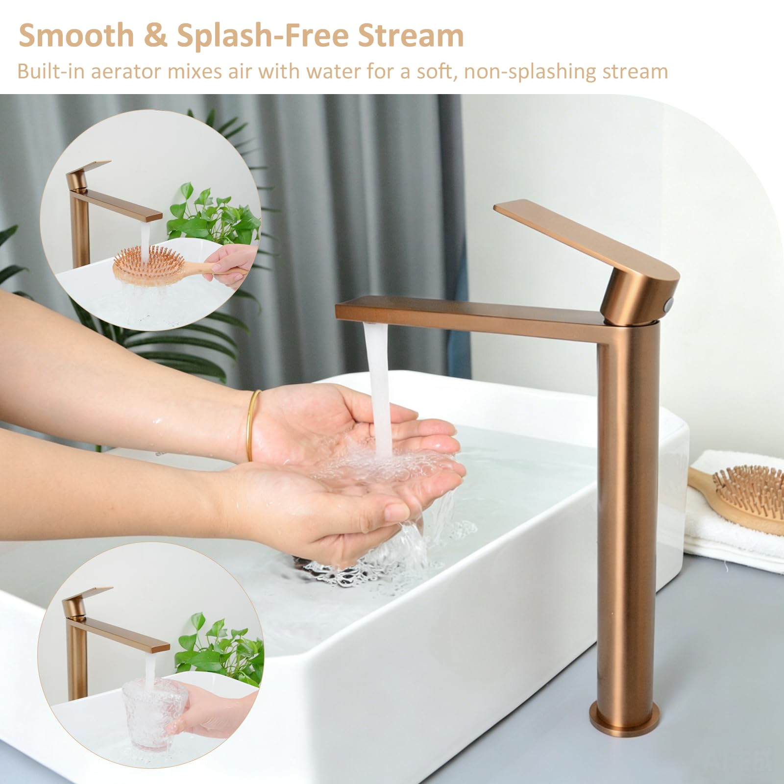 Grifo Lavabo Monomando, Grifo Lavabo Alto de Acero Inoxidable 304