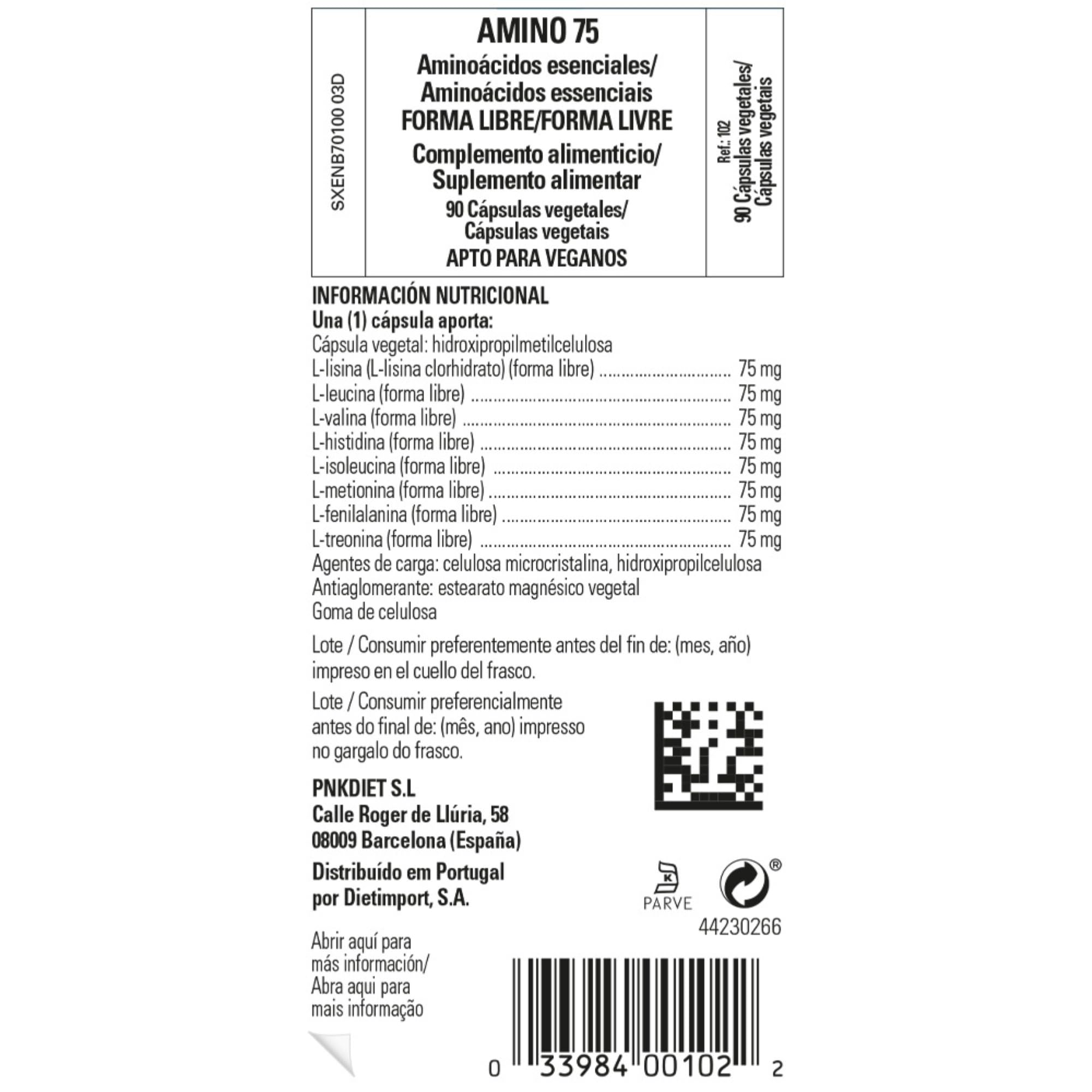 Solgar Amino 75 | Complejo de Aminoácidos Esenciales | 90 Cápsulas