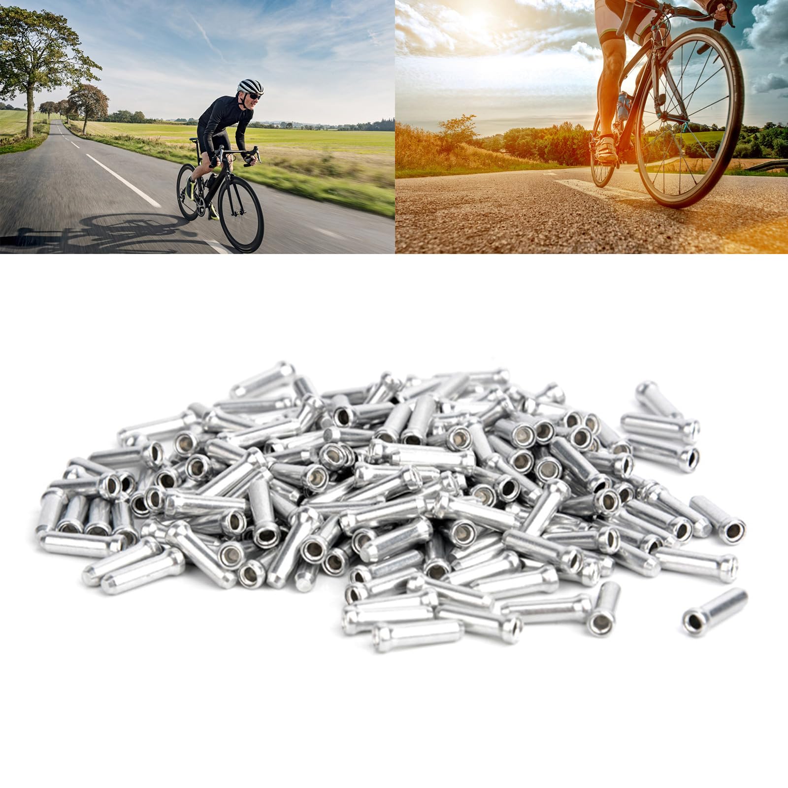 GMBYLBY 100 Pcs Road Bike Cable End Caps Aluminum Alloy Cable End Crimps Brake Cable End Tip Shifters Cable Ends