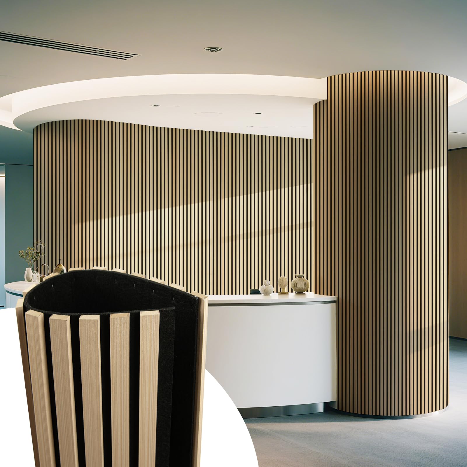 Art3d Roll-Flat Acoustic Wood Slat Wall Panel, 95.3 x 23.8 in, 2-Pack, Oak