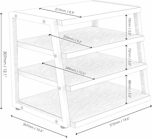 Miniatura 3 de Fenge Organizador de estante de escritorio, estante de escritorio de 4 niveles, estantes de oficina de madera y metal, organizador de archivos de