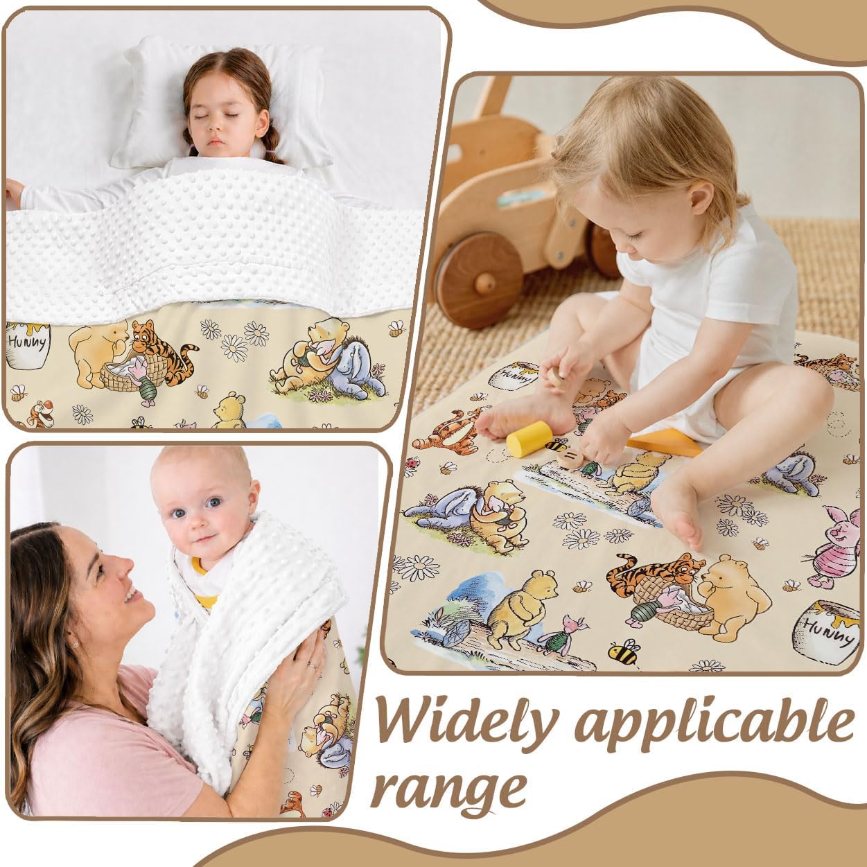 Sirjiera Classic Bear Baby Blanket for Tollder, Nursery Blankets with Double Layer Dotted Backing, Cute Bear Printed Bed Throw Blanket, Baby Newborn Essentials for New Parents 30 * 40IN