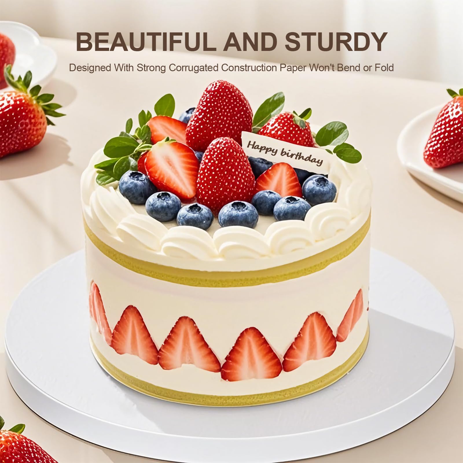 Sottotorta Rotondi Da 20 Cm – Set Da 6 In Cartone Alimentare, Spessore 12 Mm, Riutilizzabili, Perfetti Per Matrimoni, Compleanni E Feste