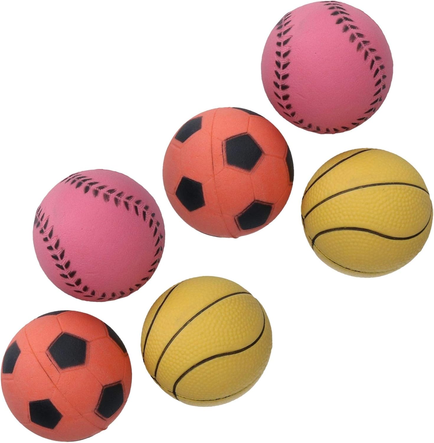 Dog Play Time Rubber Bouncy Sports Balls 6pk