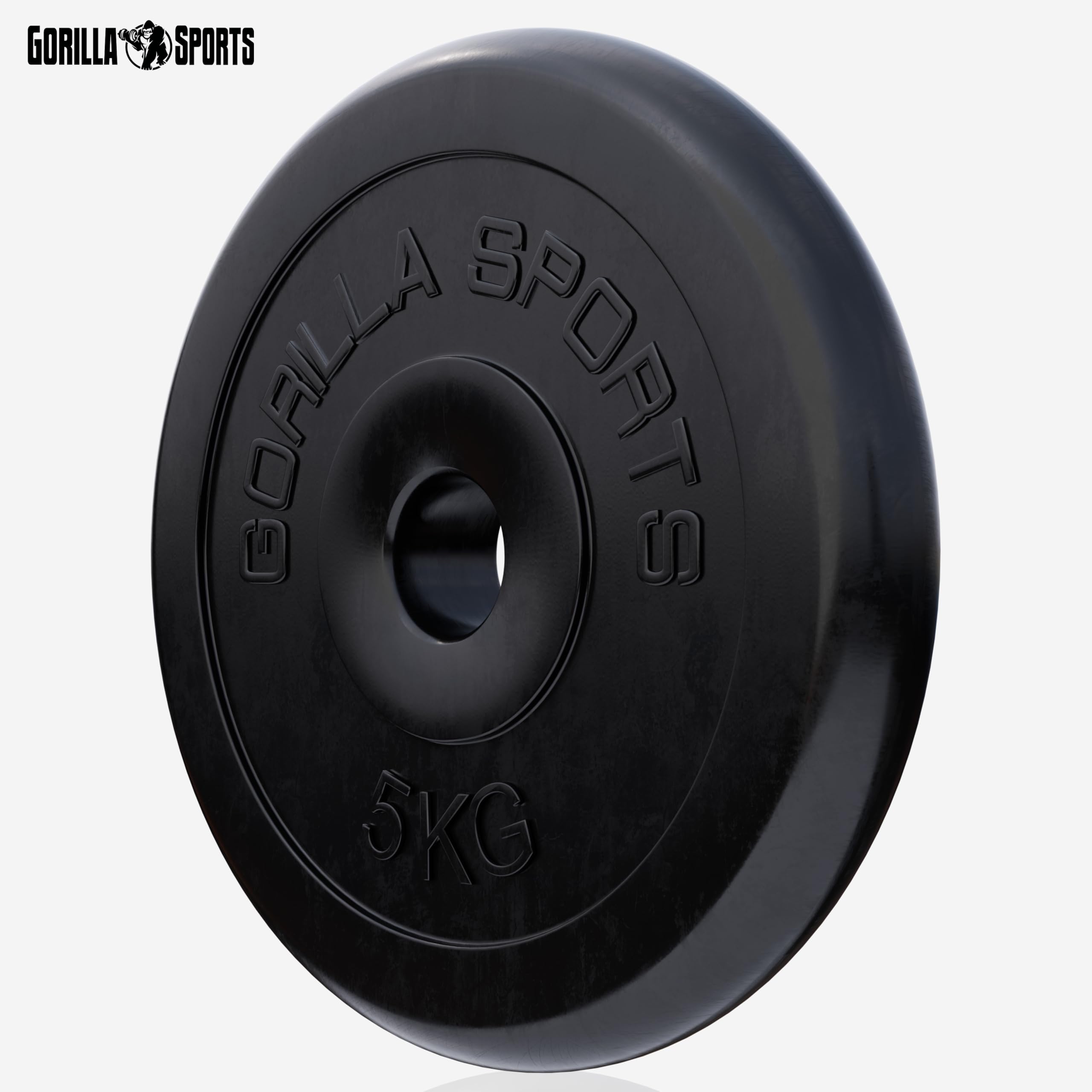 Gorilla Sports® Disques de Poids - Individuel/Ensemble, 1,25kg, 2kg, 2,5kg, 5kg, 10kg, 15kg, 20kg, 25kg, 27,5kg, 30kg, Ø 30/31mm, Noir - Disques d'Haltères, pour Musculation, Fitness, Domicile, Gym