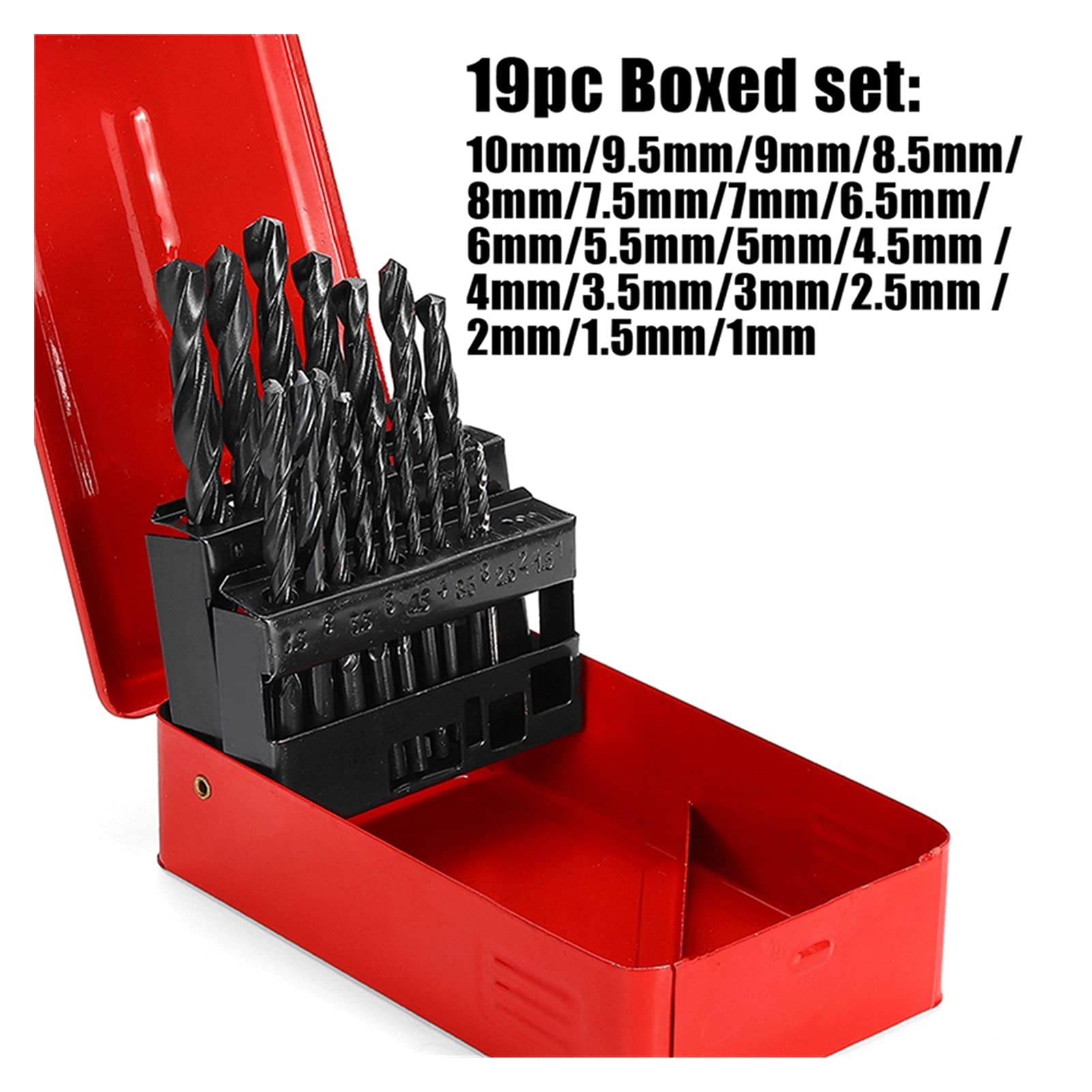 19/25 sztuk/zestaw 1-13mm HSS 118 stopni Crack Point wiertło kręte, z metalowym pudełkiem do przechowywania, do wiercenia w stali i żeliwie (kolor: 25 sztuk) (19 sztuk)