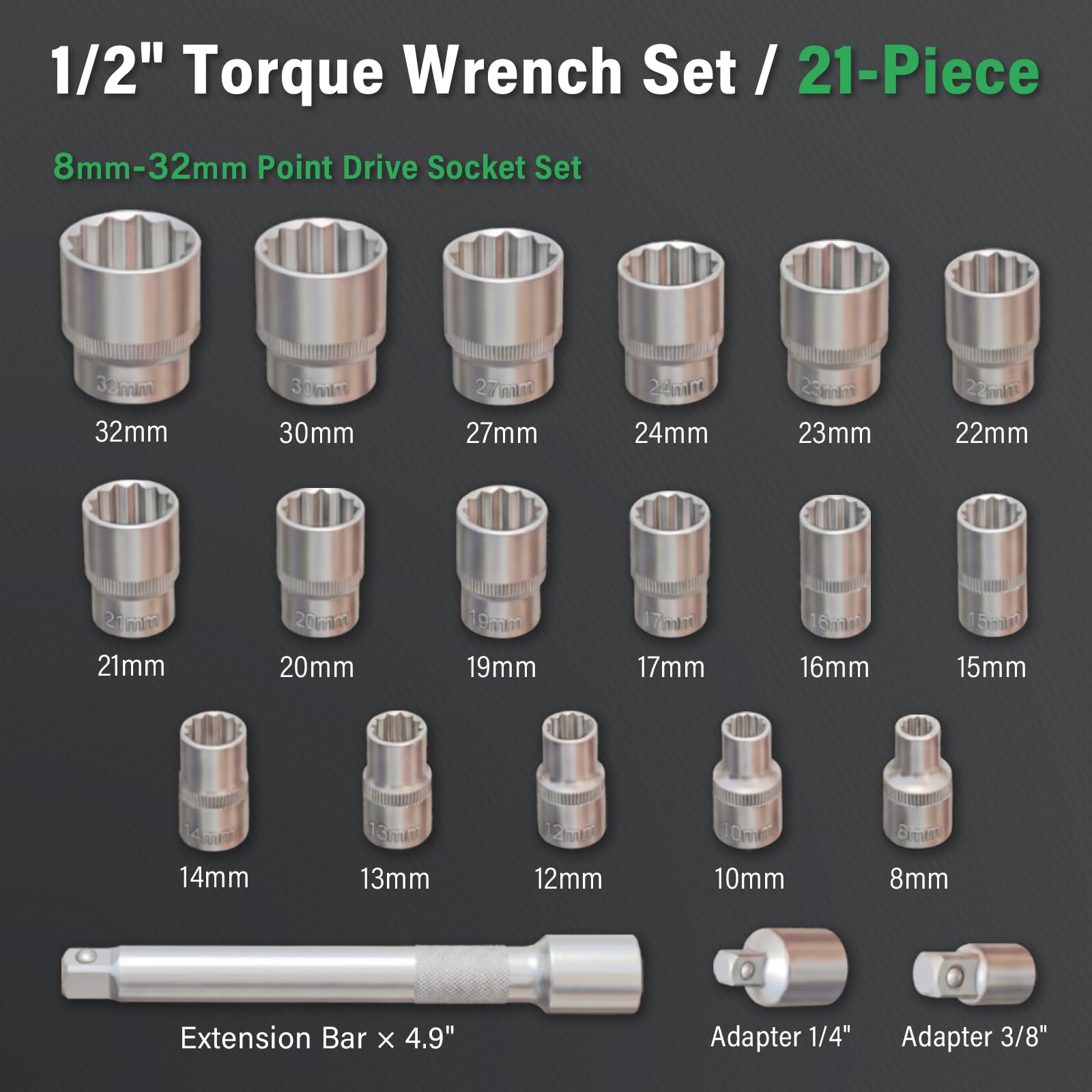 1/2" Drehmomentschlüssel Auto, 20-220Nm Drehmomentschlüssel 1/2 Zoll, ±3% Fehlergenauigkeit, 72 Zähne Umschaltknarre
