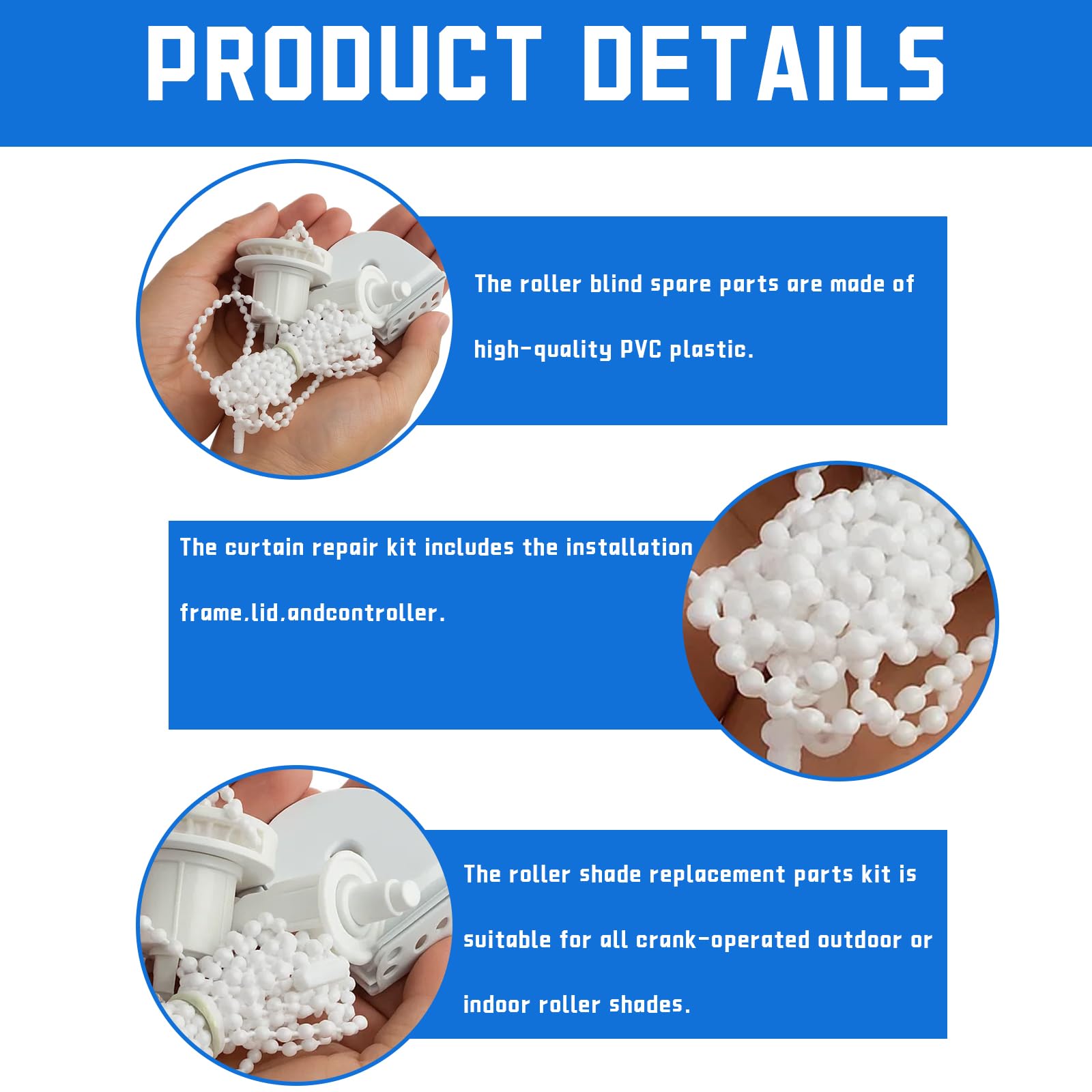 2 Sets 32mm Roller Blind Fittings Kit, Roller Blind Brackets, Roller Blind Spares, Roller Blind Chain Connectors - Image 3