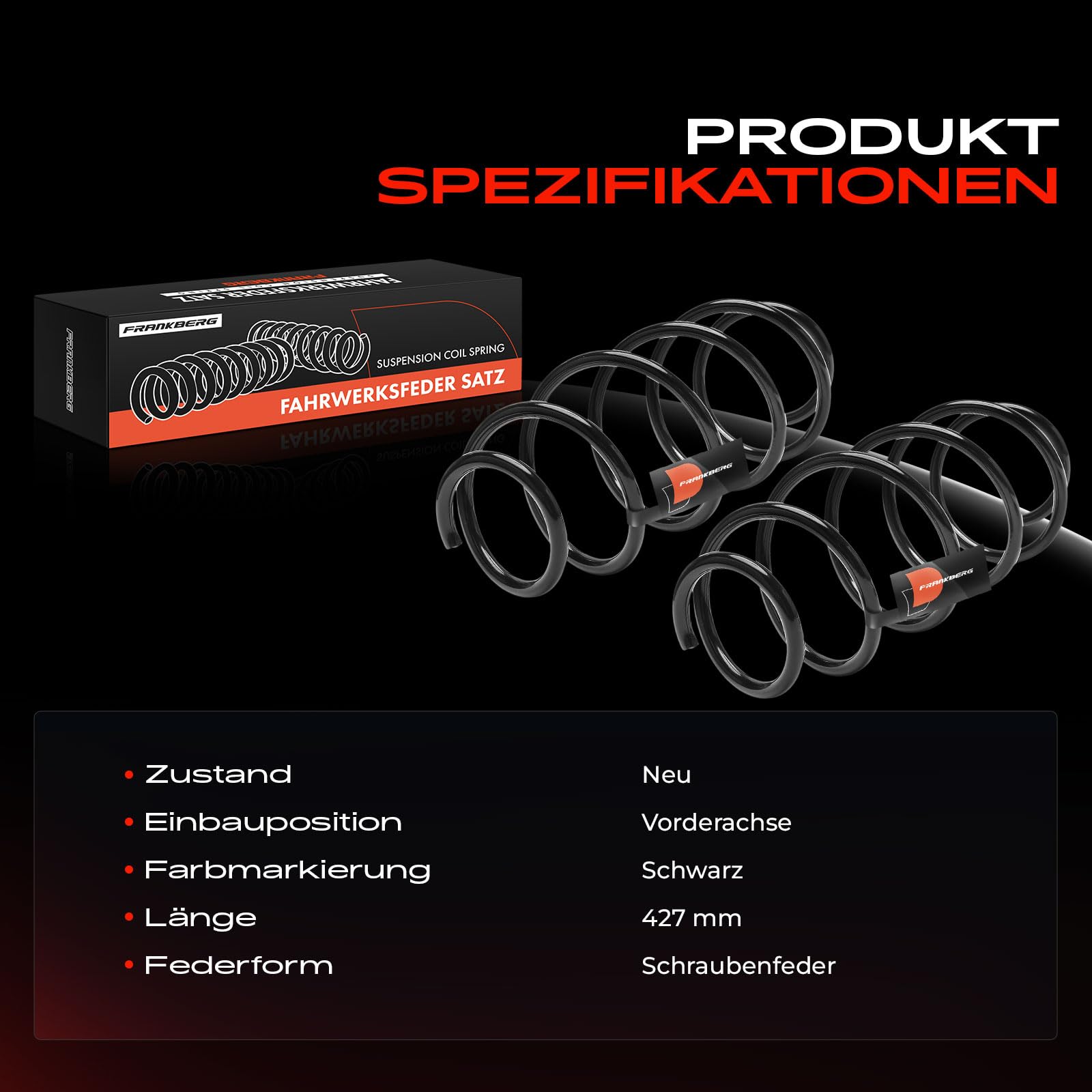Frankberg Sprężyny; sprężyny podwozia; łożyska sprężynowe; amortyzator; sprężyna; sprężyna; odbojnik; sprężyna spiralna; zestaw sprężyn; sprężyny sprężynowe; sprężyna śrubowa Replace# 51810695