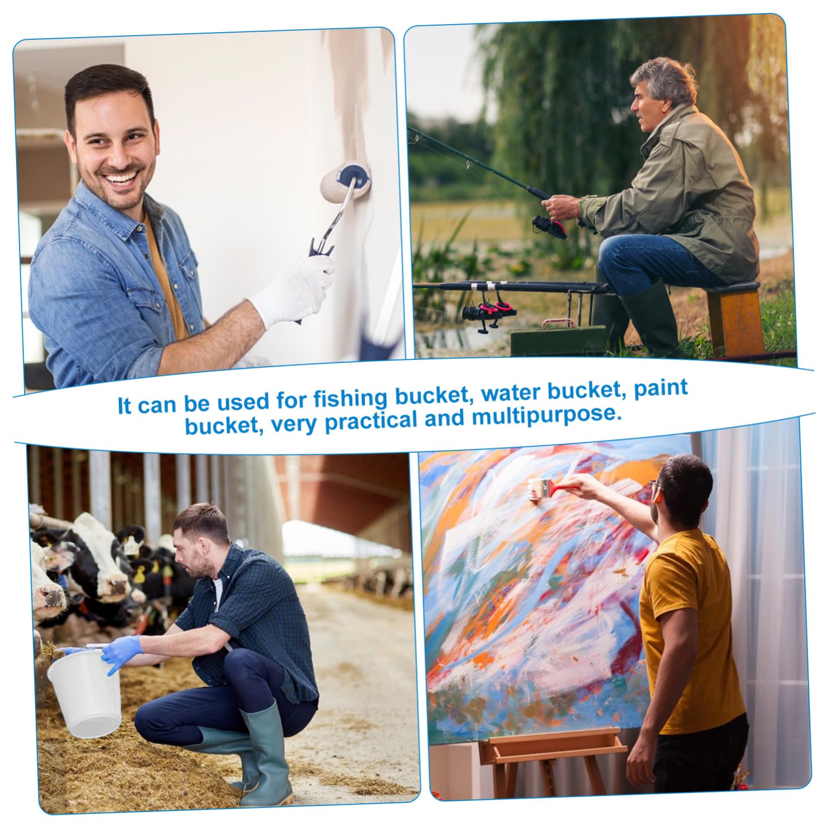 Ipetboom Seau Ménager Plastique Blanc 10L Couvercle Hermétique et Poignée Seau Étanche pour Conservation des Aliments Nettoyage et Usage Domestique Polyvalent