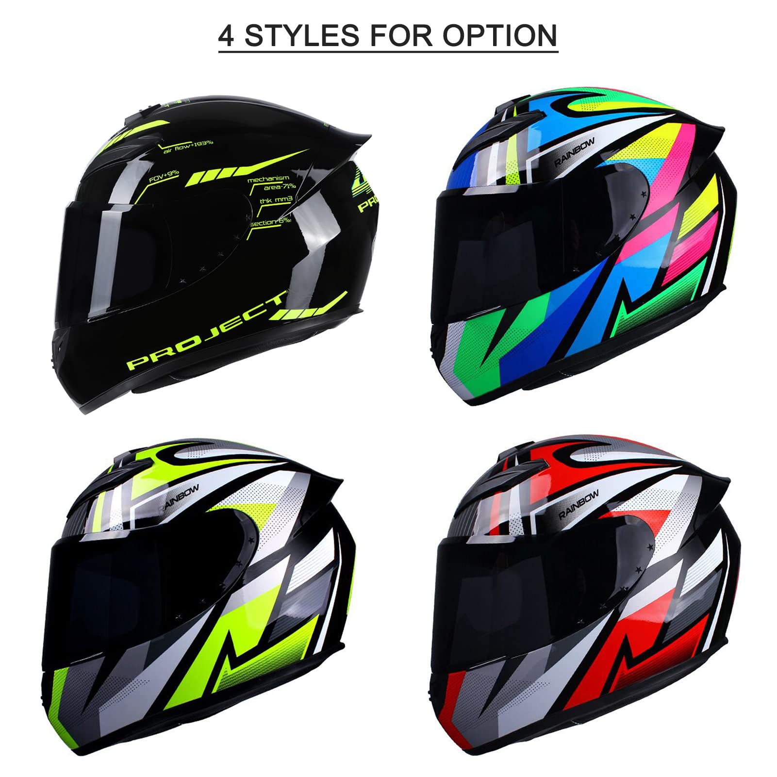 Casco de Motocicleta Integral Casco de Calle Rápido Unisex Adulto Equipo de Jinete Cool Cuatro Temporadas Nuevo Casco de Motocicleta Turismo Calle Estilo A Talla M