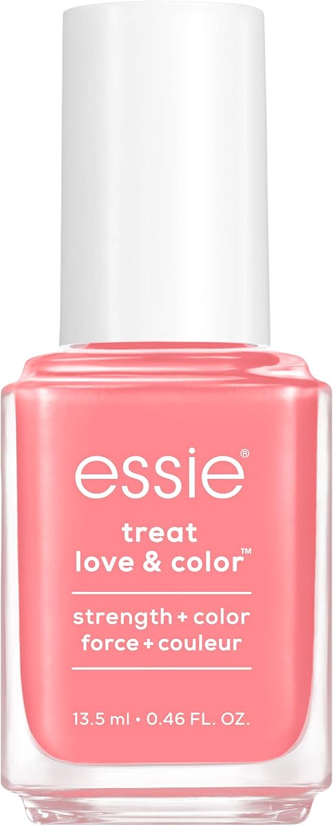 Esmalte para el cuidado de uñas Treat, Love and Color, Strength and Color de essie, toma 10, coral melocotón de cobertura total con matices rosados, 0.46 onzas