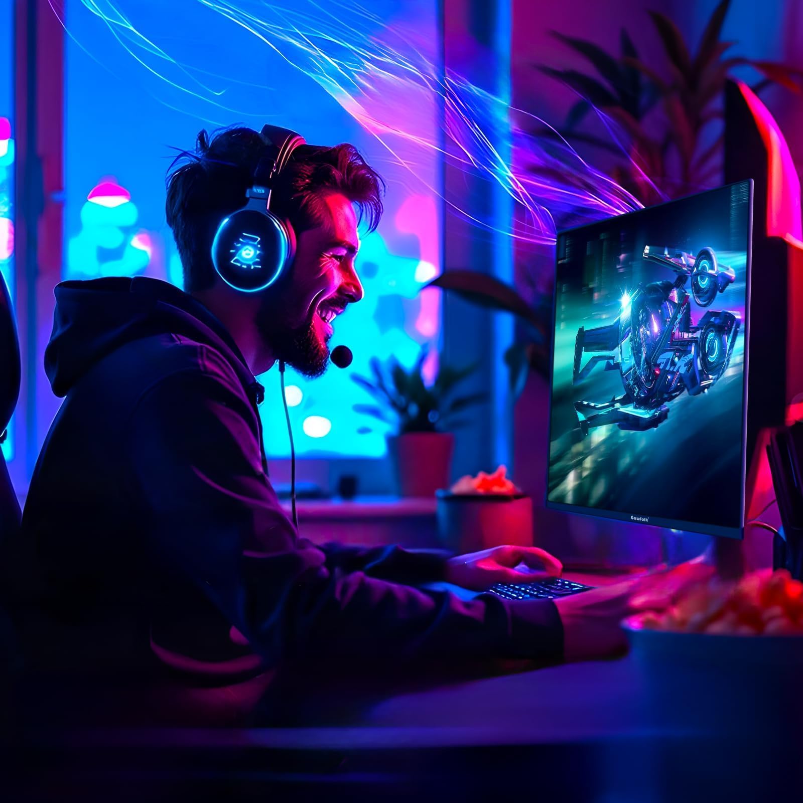Gawfolk Monitor Gaming 27" QHD 2K | 120Hz 1ms per Esperienza Immersiva | AMD FreeSync | Design Senza Bordi | HDMI/DP e Montaggio a Parete