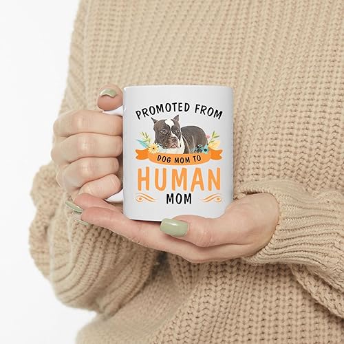 Miniatura 3 de Lovesout Promoted from Brown American Bully Dog Mom to Human Mom Coffee Mug White Ceramic Cup 11oz