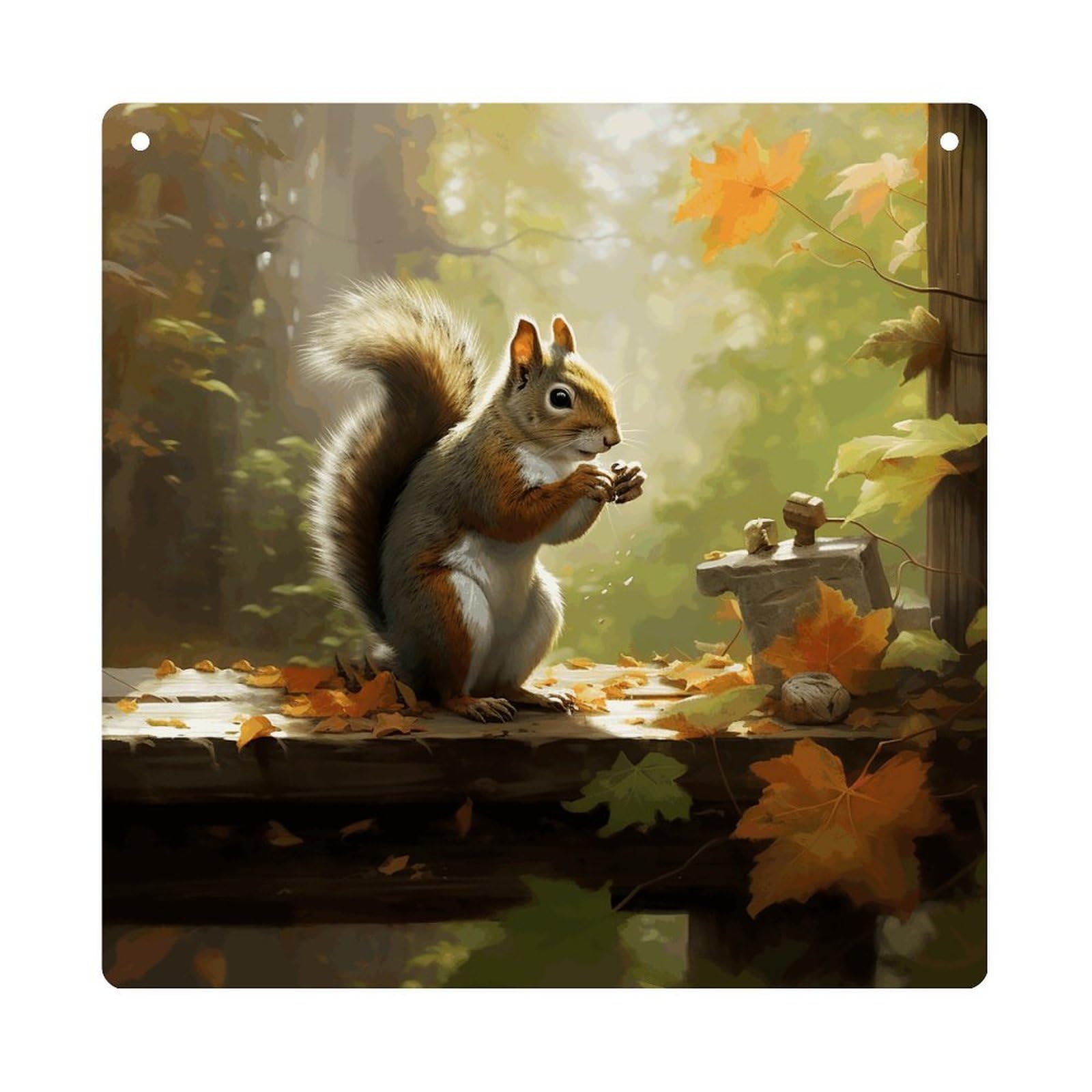 Adfgyerh Style Squirrel Eats Nuts Hanging Ornaments Window Hanging Modern Acrylic Decor For Living Room Bedroom Dining Room Hallway Office Wall Decor, 8X8 In
