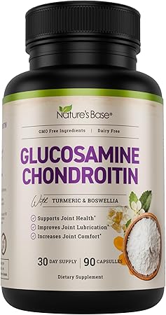 Nature's Base Glucosamine Chondroitin MSM Collagen - Joint Support Supplement for Mobility, Flexibility, & Comfort - with Turmeric, Boswellia - for Men & Women - 90 Capsules