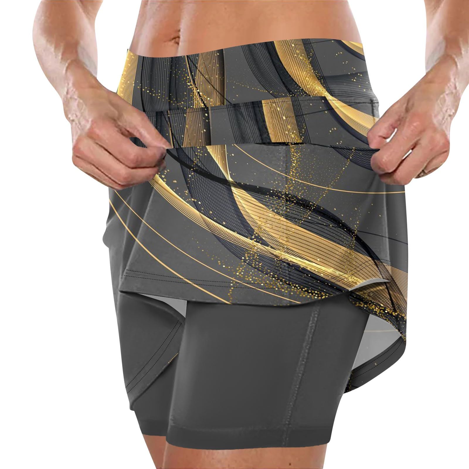 Jupe Short Femme Décontracté Sport Taille Haute Faux Deux Couches Daily Wearing Chic Taille Élastique Yoga Fitness Mini Jupe Legging Ventre Tennis Golf EntraîNement Sports Pantskirts