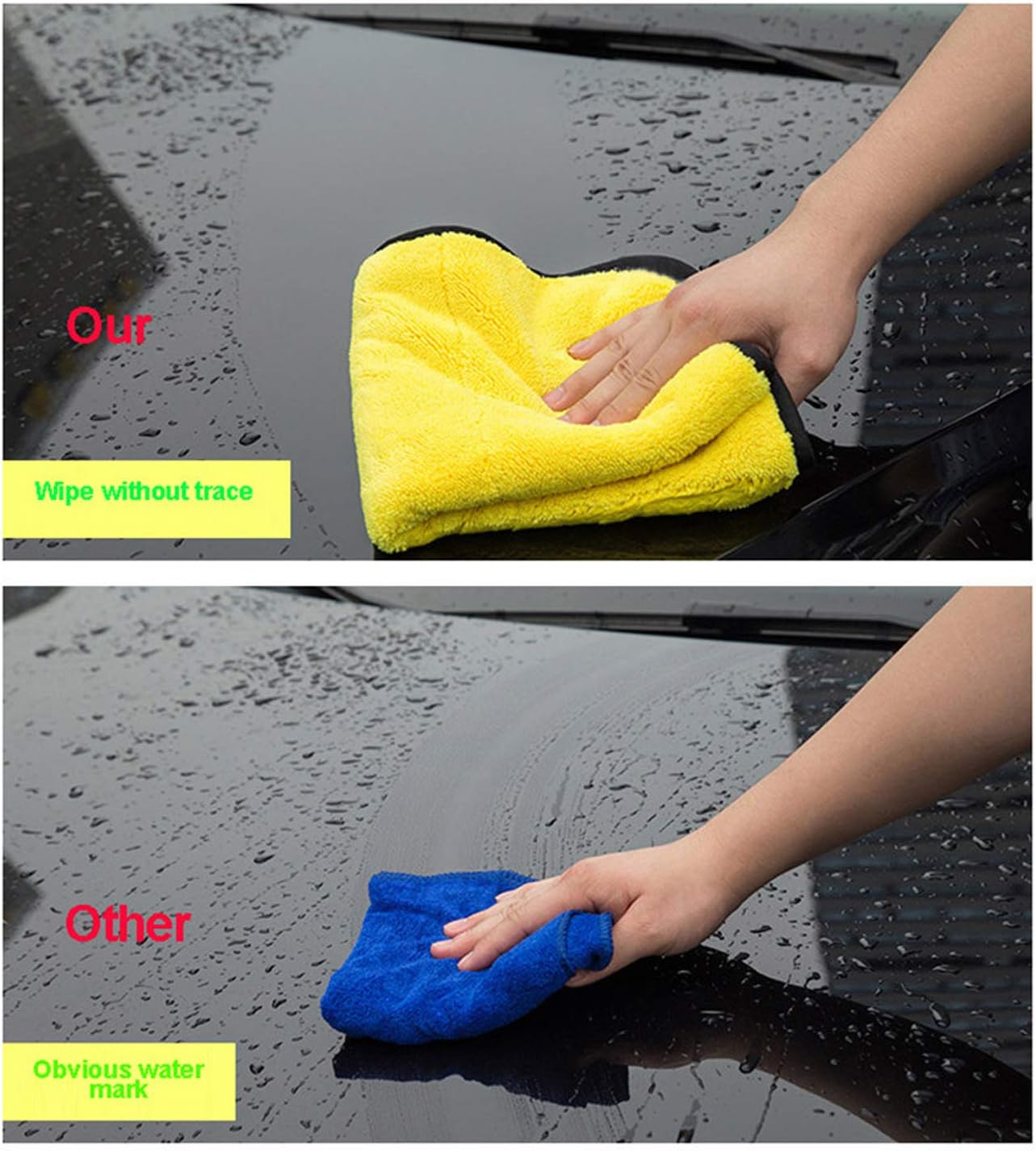JS-Lin 2pcs Microfiber Auto Wash Towel Car Cleaning Drying Cloth Hemming Car Care Cloth Detailing Car Wash Towel 30x40CM : Automotive