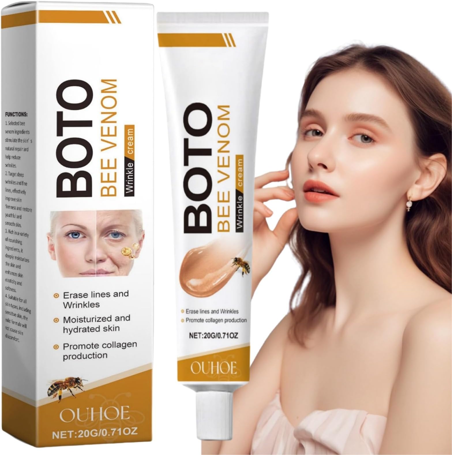 Bee Venom Wrinkle Removal Cream,Bee Venom Cream,Anti Wrinkle Face Moisturizer for Face,Bee Venom Anti Wrinkle Cream,Anti Aging Skin Tightening Cream for Face,Bee Venom Skin Firming Body Cream