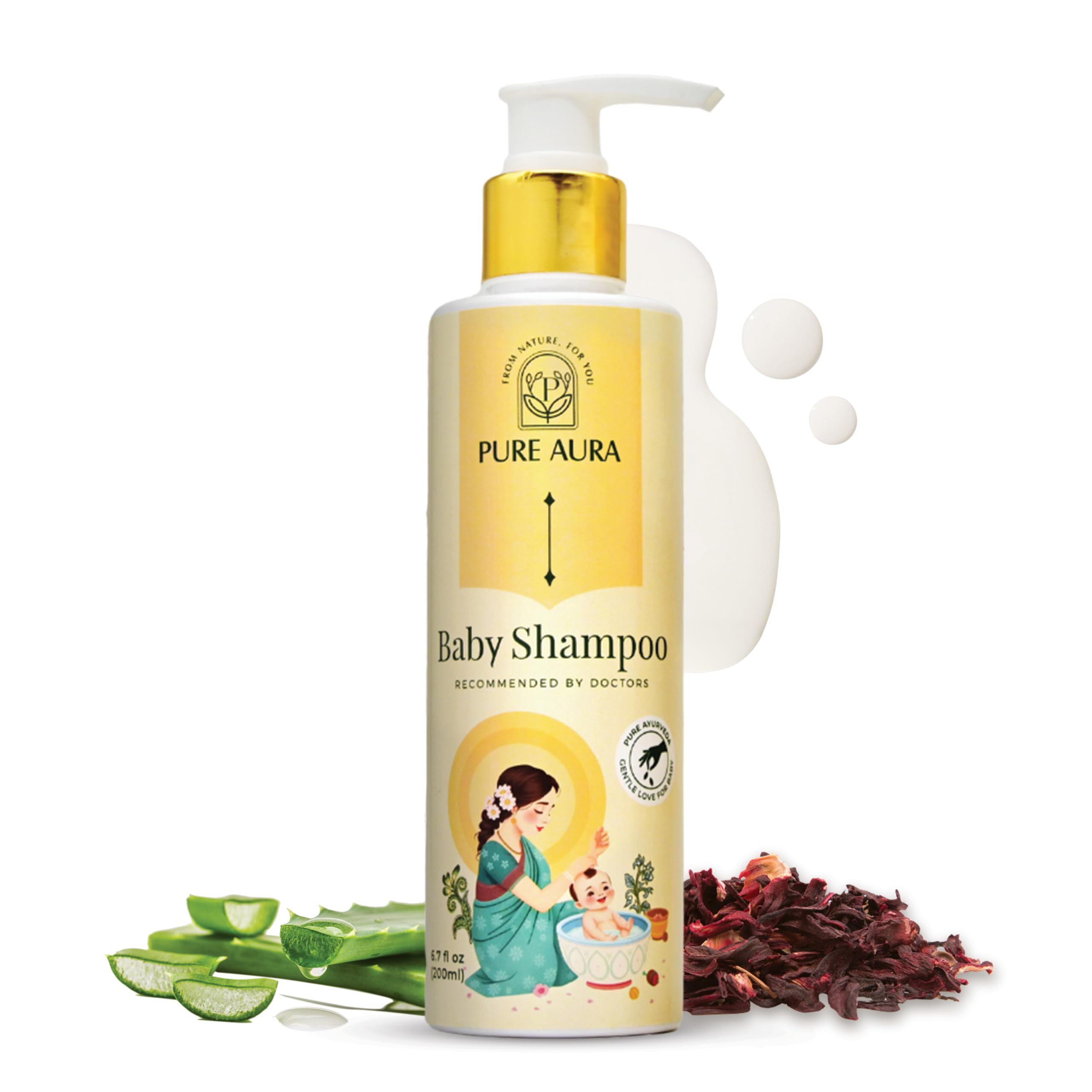 Pure Aura Baby Shampoo 200ml | Infused with 10 Ayurvedic Natural Herbs | Paraben-Free, Chemical-Free | Gentle & Nourishing for Baby’s Hair & Scalp | Safe for Newborns & Kids | Doctors Recommended-image-49