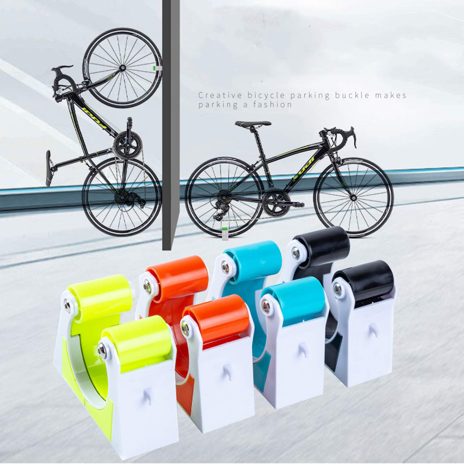 Fahrradparkschnalle Clip Wandhalter Rack Mountainbike Vertikale Lagerung Tragbar Kreative Fahrrad Wandhalterung Schnallenhakenhalter für Indoor Outdoor Garage Schuppen (Mountainbike, schwarz) Sport & Freizeit