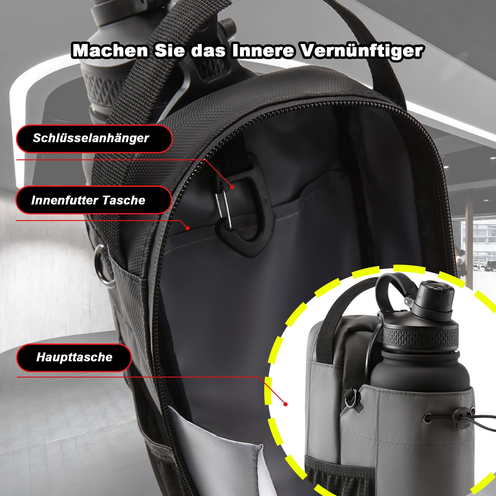 Sac Magnétique Sport avec Fixation Aimantée, Fitness, Sac de Sport pour la Salle de Sport, Les Voyages, Le Travail et Les Sports