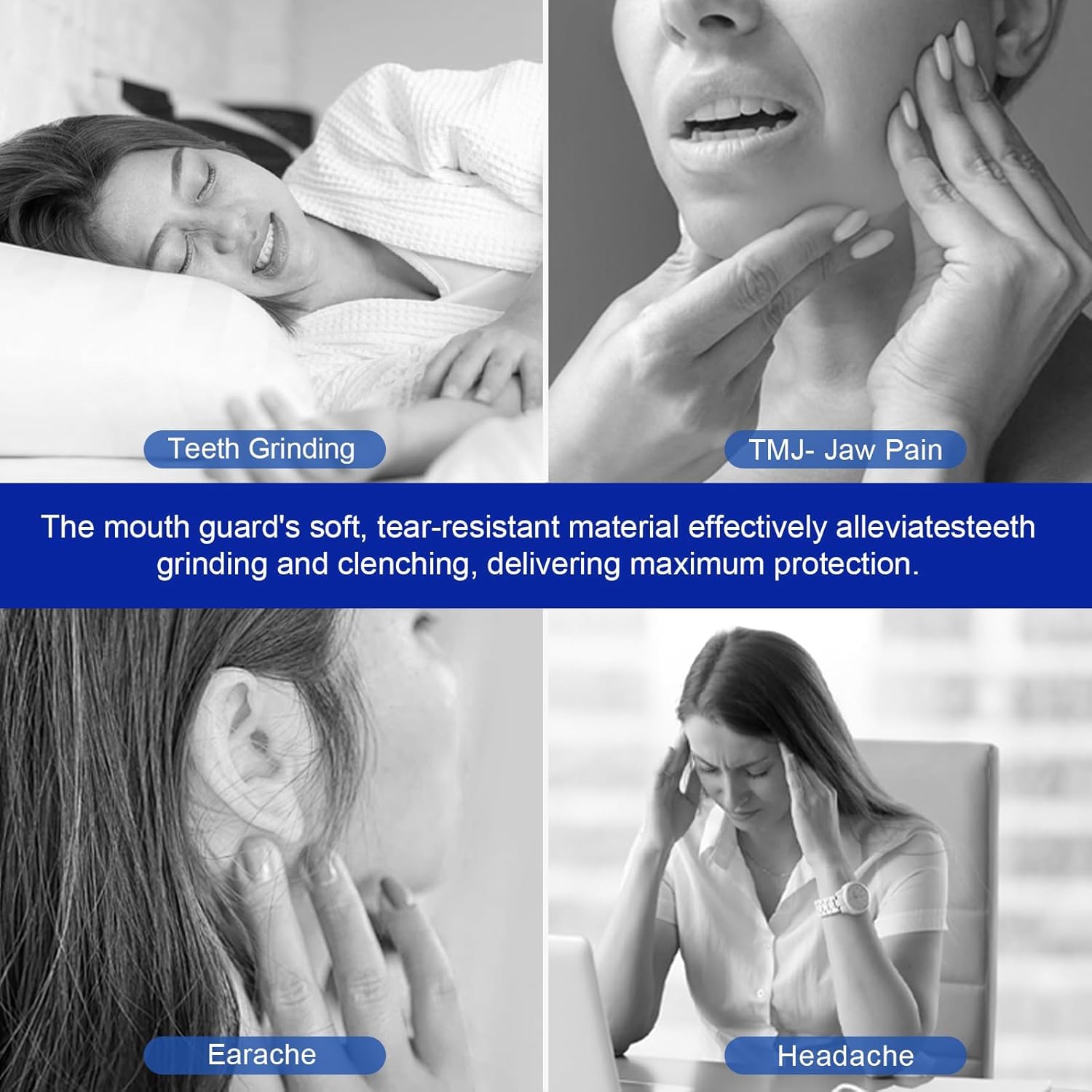 Set of 4 Anti-Snoring Splints, Anti Snoring Devices for Bruxism, Anti-Snoring Mouth Guard, for Better Sleep, Improves Sleep and Reusable