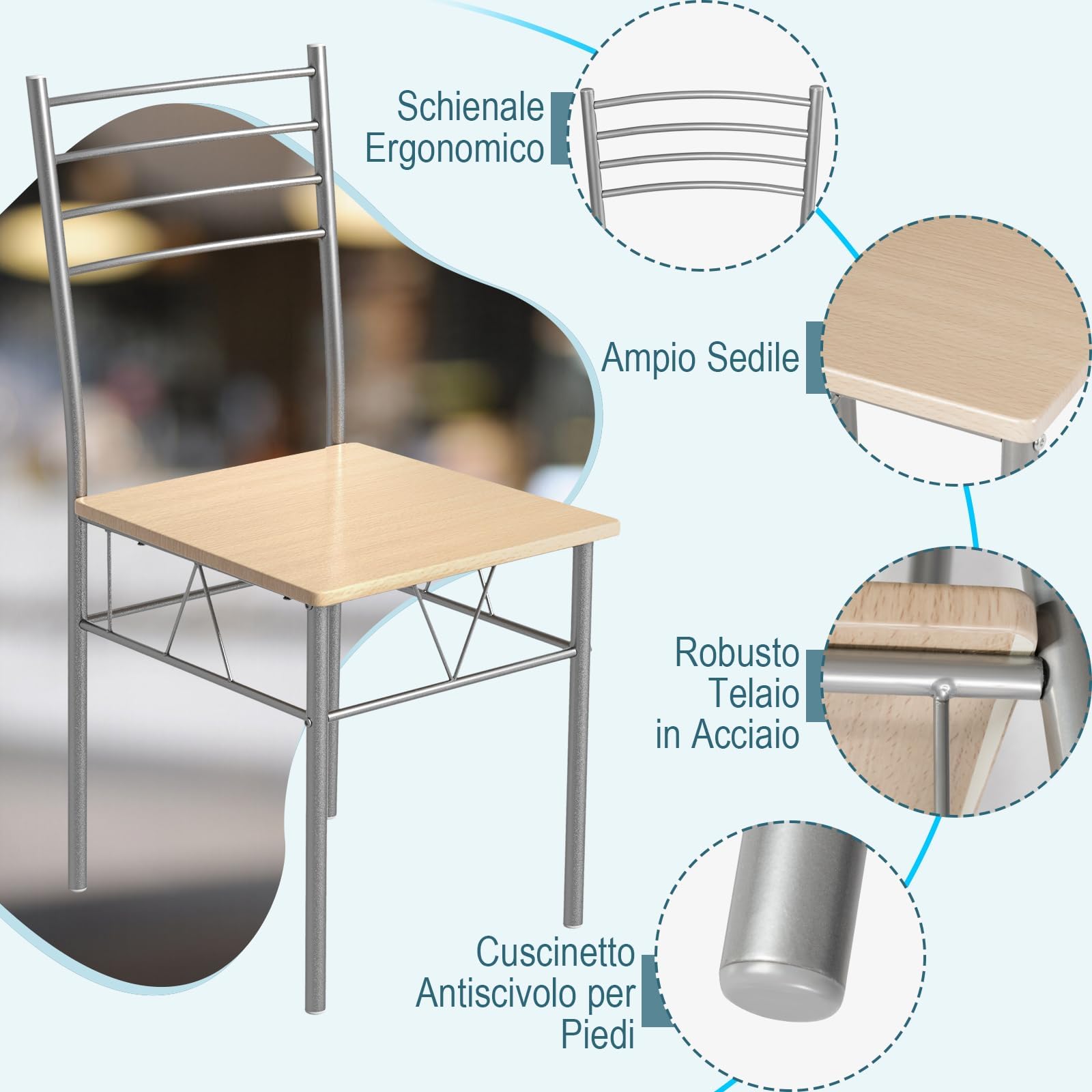 RELAX4LIFE Set Di 2 Sedie Da Pranzo, Sedie Senza Braccioli Con Schienale In Rattan Pe Sedile Rivestito In Pu E Gambe In Metallo Sedie In Stile Mid Century Per Sala Da Pranzo Soggiorno Cucina 85180029