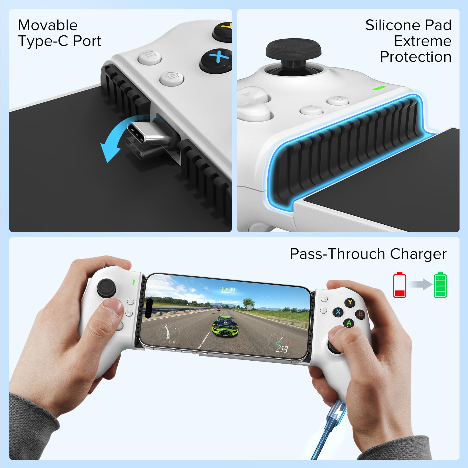 ZIKE Z331 - Controlador de juegos para iPhone 15/16/17 y Android, gamepad móvil USB C