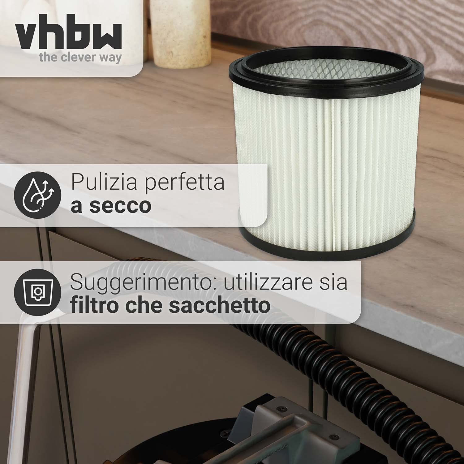 Filtro Redondo Lavor Giorgio Nada Filtro Aria Rotondo Per Aspiratori Lavor - Compatibile Con Genio, GN 22, GN 32, GNX 22 Lavasciuga LG Nolan N100