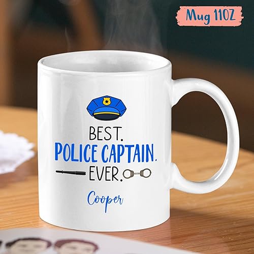 Miniatura 4 de Tazas Best Police Captain Ever, tazas de policía, taza de café personalizada de policía con nombre, regalo de oficial de policía personalizado para