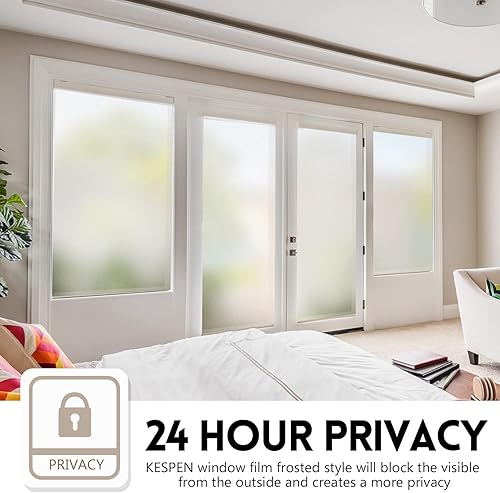 Miniatura 4 de Kespen - Película esmerilada de privacidad para ventana, control de calor, bloqueo solar UV, calcomanías de vidrio de adherencia estática, no