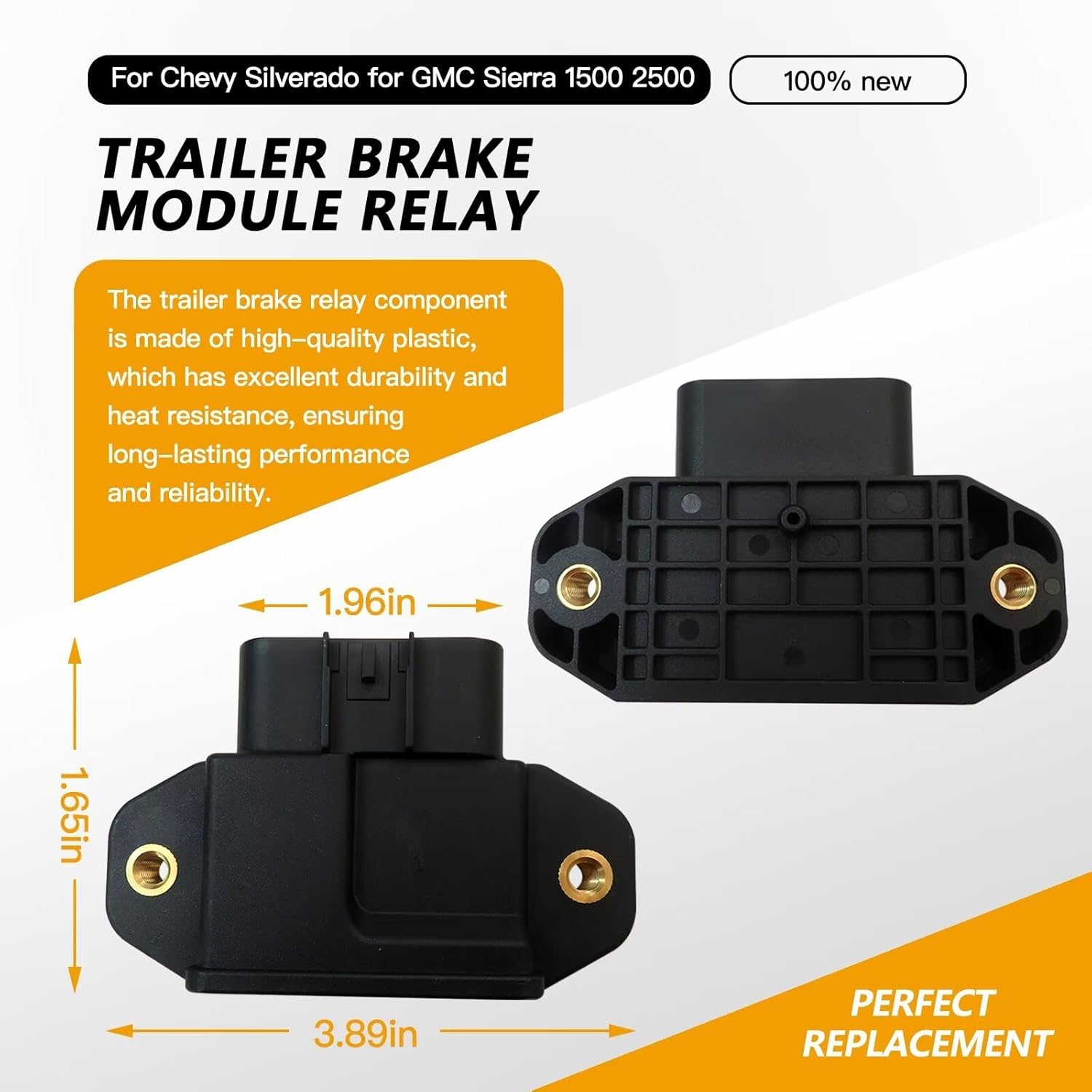 Trailer Brake Module Control Tow Relay Replacement for G*MC Sierra 2500/3500 HD 2007-2014, Replace for 20904439, 25792959, 15819418, 16267, Black