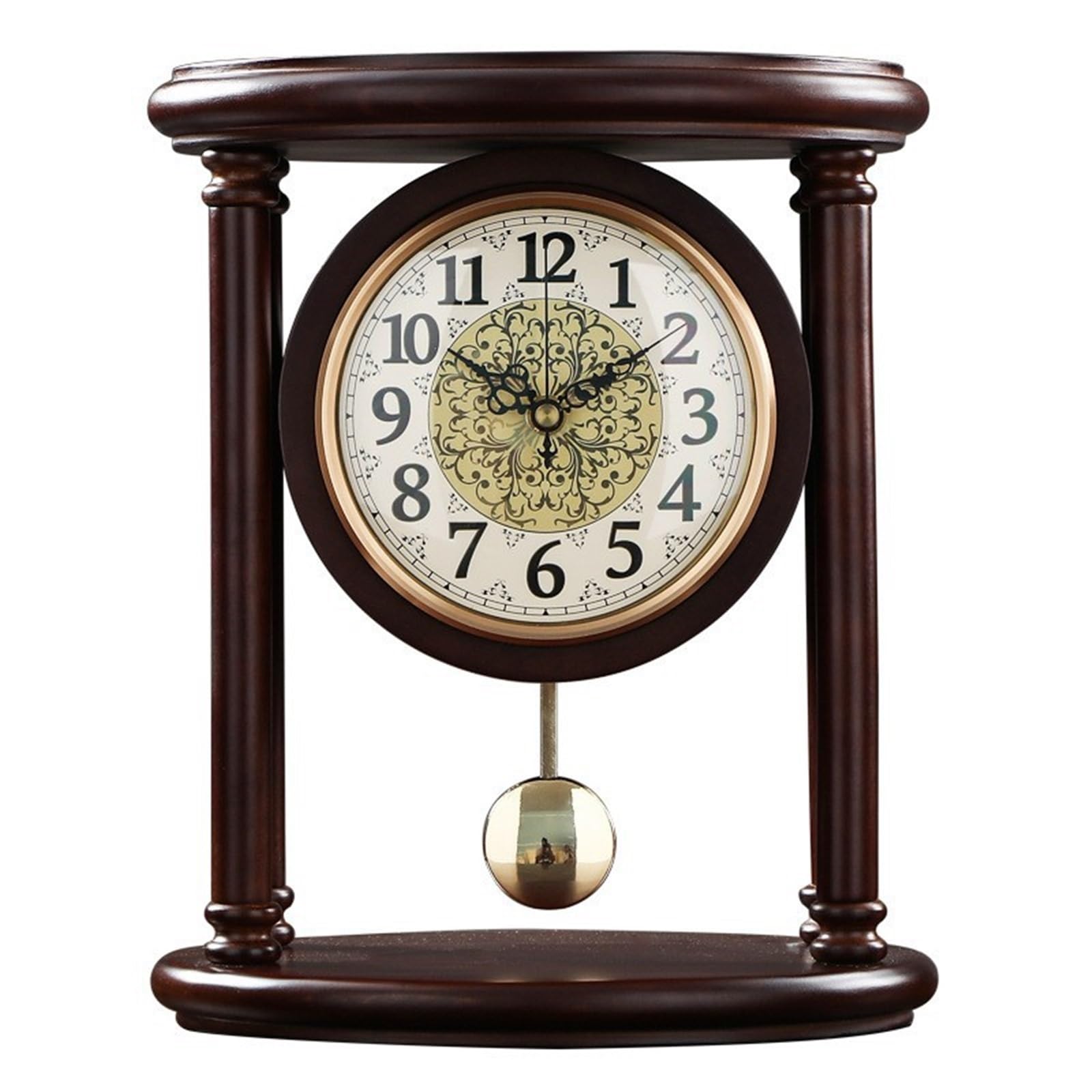 Reloj de mesa retro en madera maciza china para salon clásico