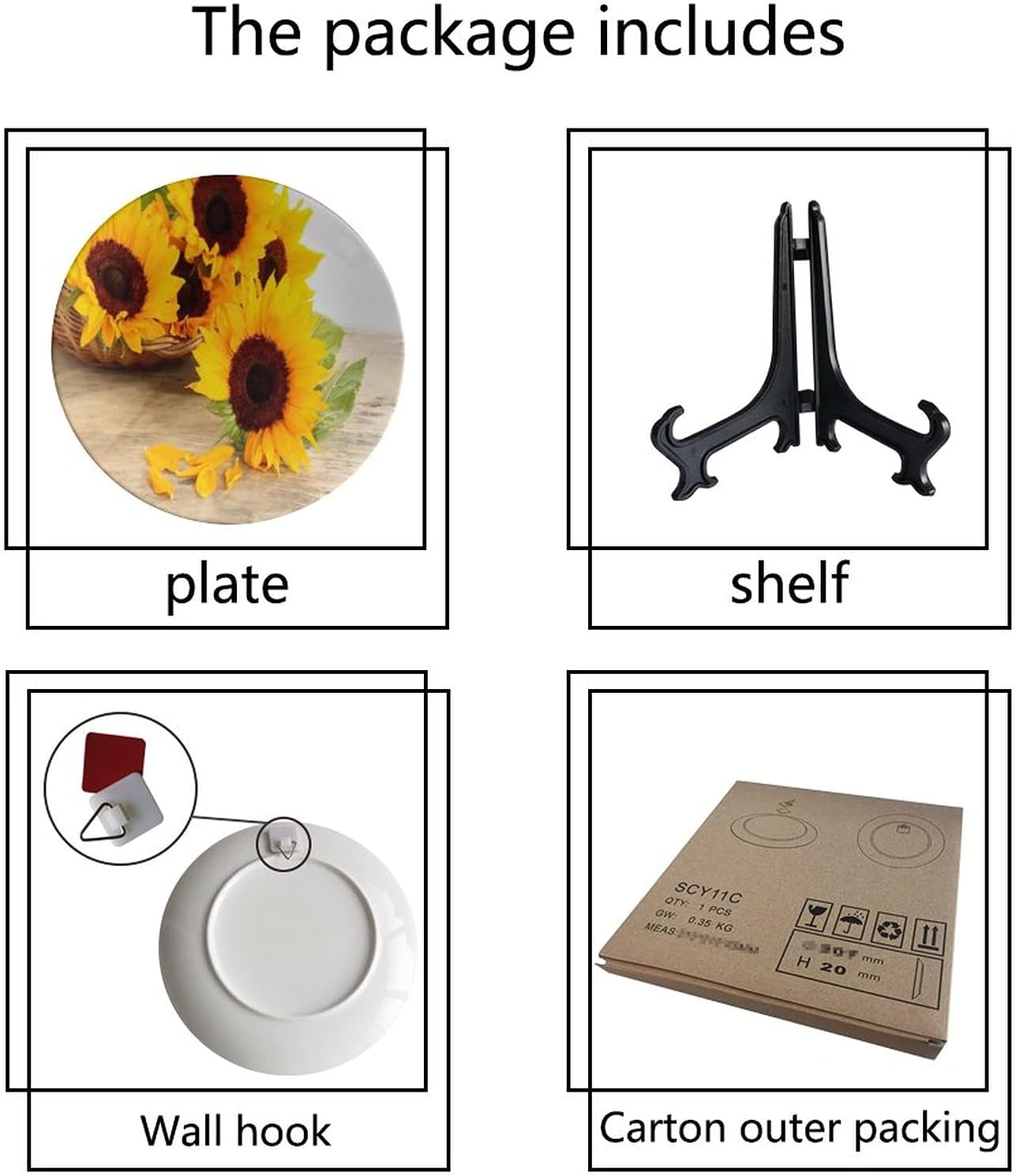 Sunflower Ceramic Hanging Decorative Plate Sunflower Flowers Photograph Ceramic Tableware Plate Ceramic Ornament for Dining Table Setting,Wedding Reception Decorations,Christmas Tablescape 8 inch