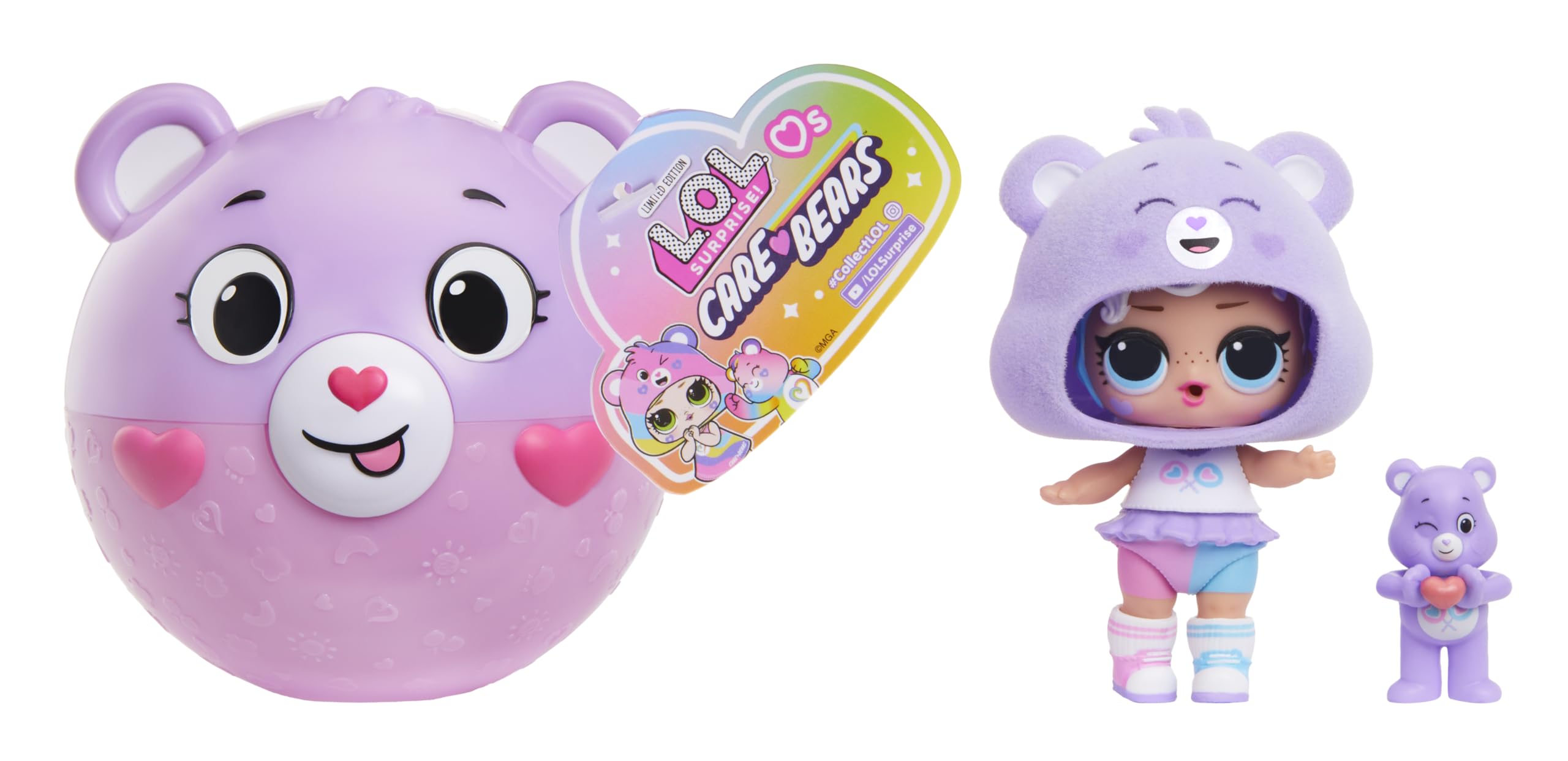LOL Surprise Loves Care Bears Tots Dolls Collection with Fashions, Accessories, Character Ball Packaging, Mini Felt Bear Toy, Collectible Series Gift for Kids Girls Surprise Unboxing Fun