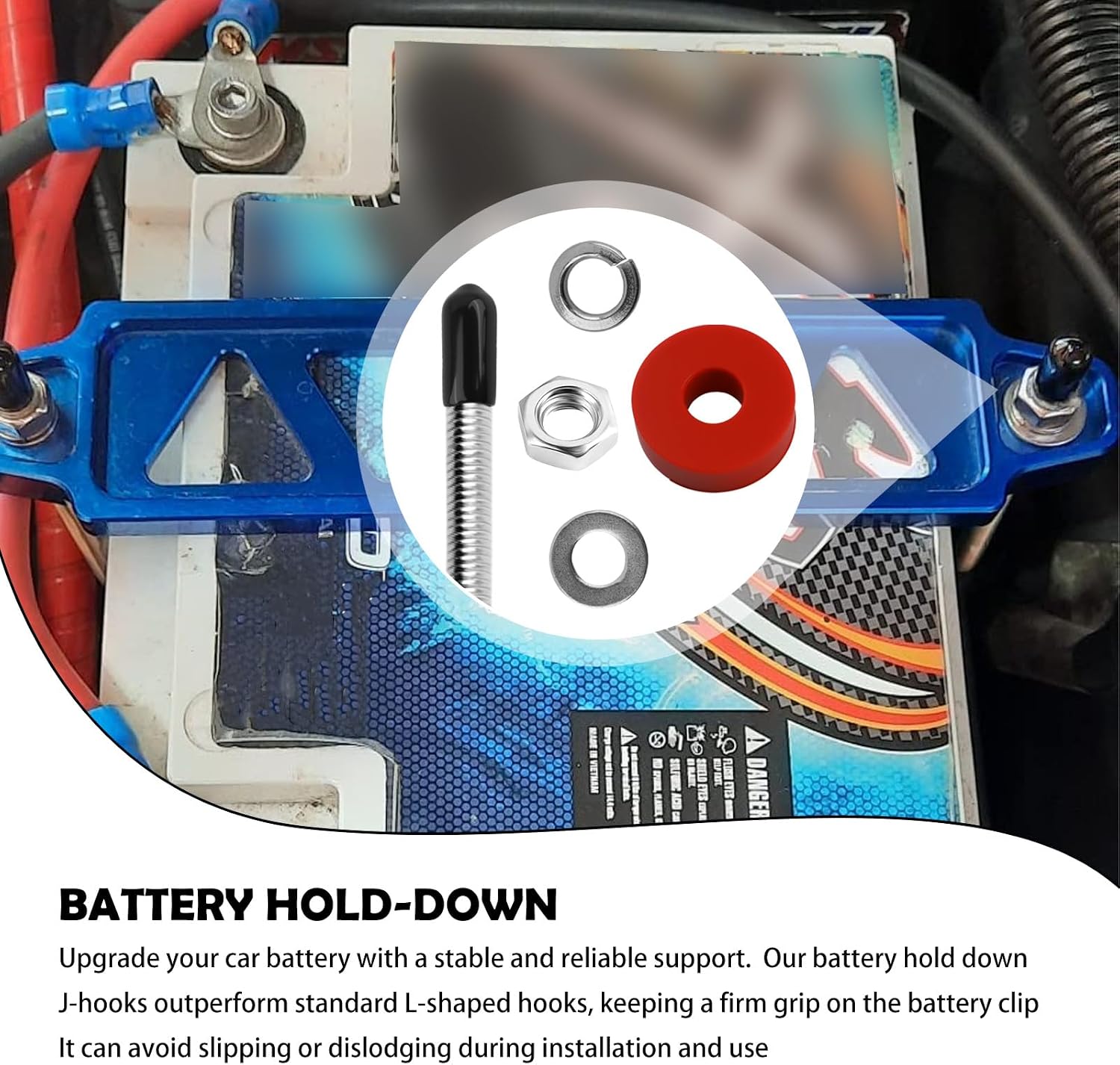 Universal Battery Hold Down Kit with J Hook,10 Inch Car Battery Holder Bracket Kit with J Bolt for Supporting Car Batteries Bracket,Cars Accessories Batteries Brackets Hold Down