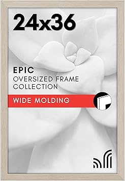 Americanflat 24x36 Poster Frame with Polished Plexiglass - Wide Picture Frames Made of Engineered Wood for Vertical or Horizontal Wall Display - Epic Collection - Driftwood