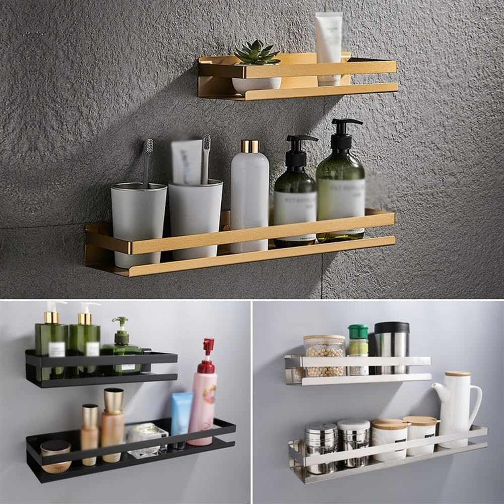 Repisas Para Baño Estante de ducha de acero inoxidable, moderno estante de ducha mate de 20 a 50 cm, organizador de estante de ducha de metal rectangular montado en la pared, accesorios de baño Estant