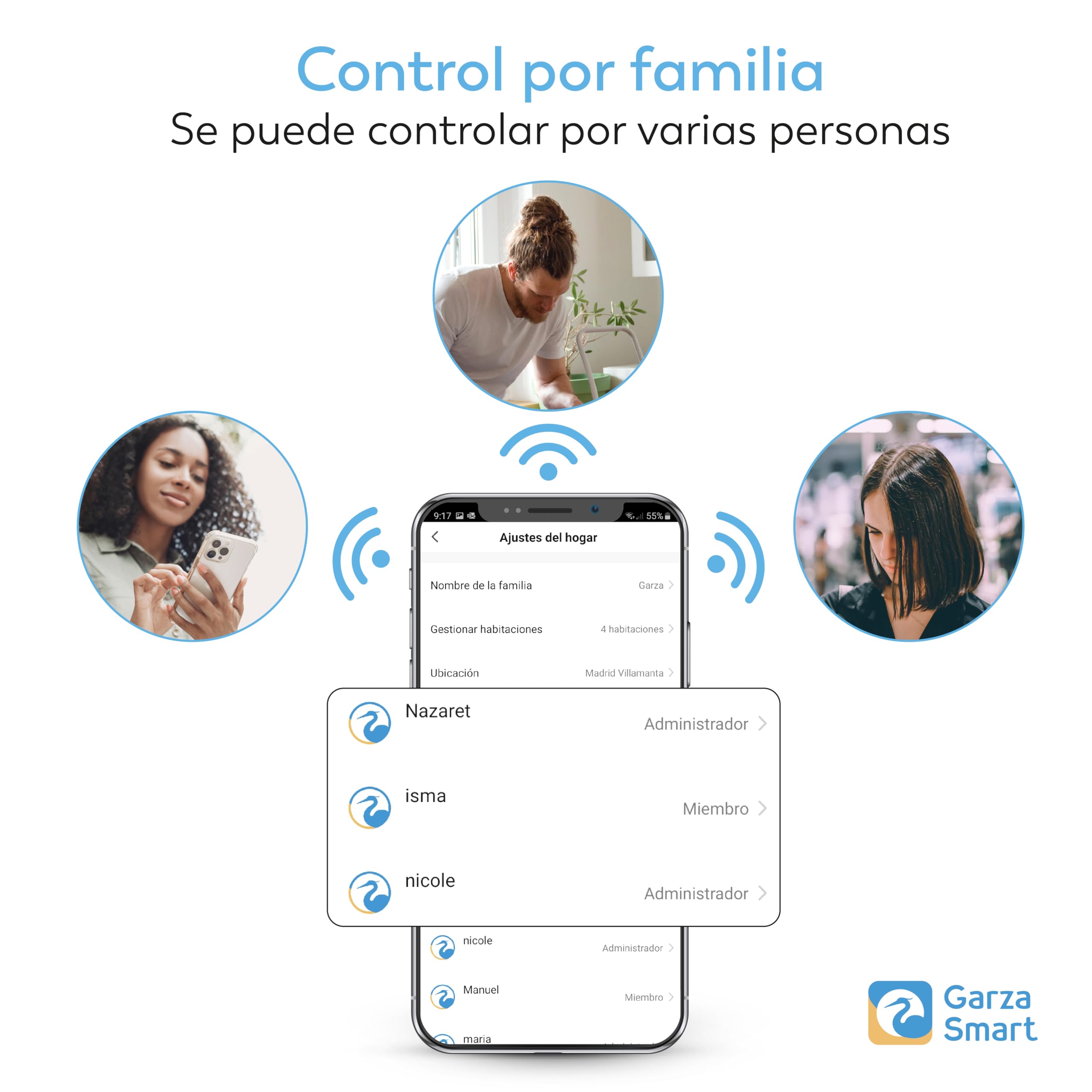 Garza Smart - Termostato Wi-Fi Inteligente para Caldera y Calefacción, con Adaptador, Medidor Consumo, Control táctil, Detección Ventanas Abiertas, Control App y Voz, Alexa/Google, 401367G